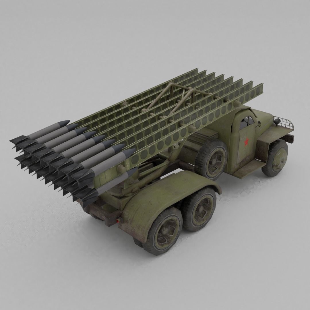 BM 13N Katyusha Multiple Rocket  Artillery Low-poly 3D model_14