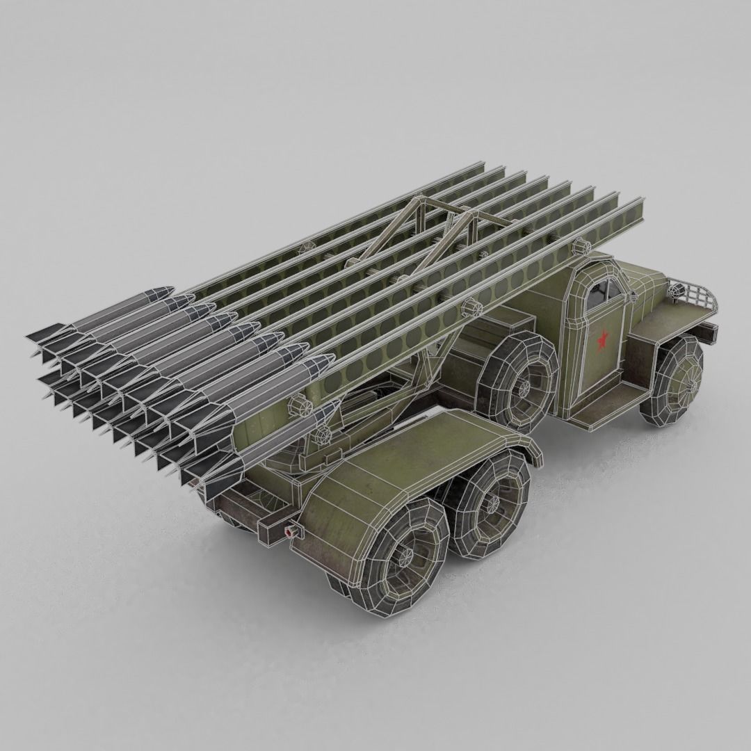 BM 13N Katyusha Multiple Rocket  Artillery Low-poly 3D model_8