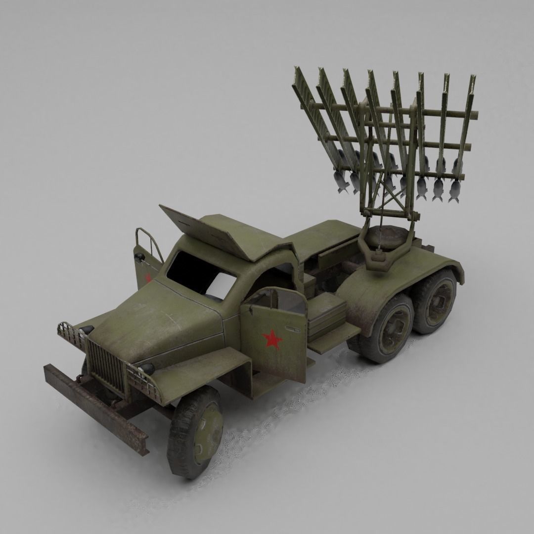 BM 13N Katyusha Multiple Rocket  Artillery Low-poly 3D model_3