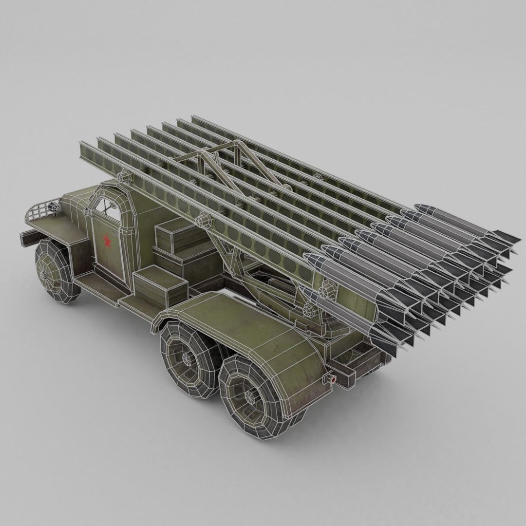 BM 13N Katyusha Multiple Rocket  Artillery Low-poly 3D model_10