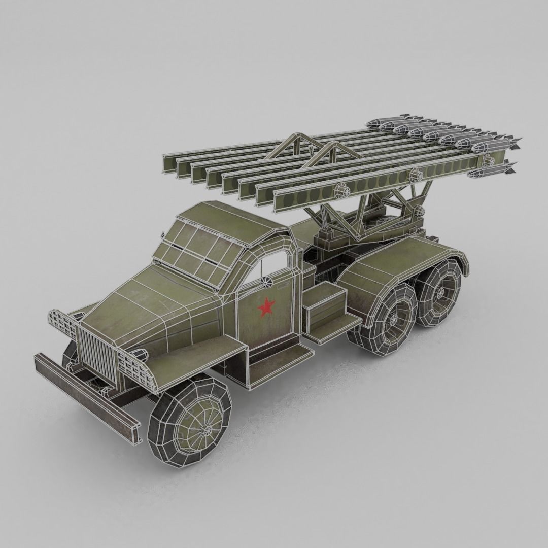 BM 13N Katyusha Multiple Rocket  Artillery Low-poly 3D model_4