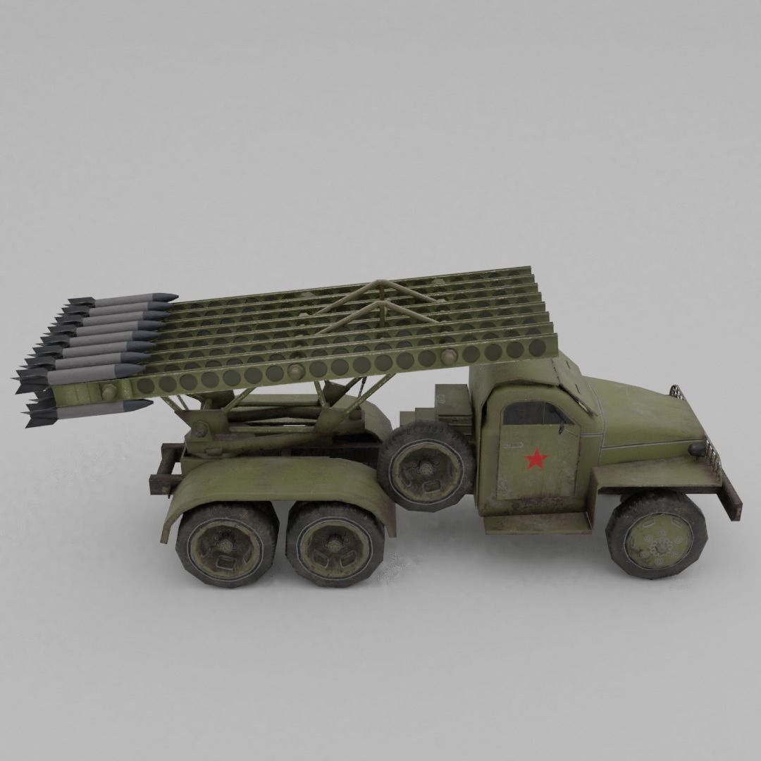 BM 13N Katyusha Multiple Rocket  Artillery Low-poly 3D model_13