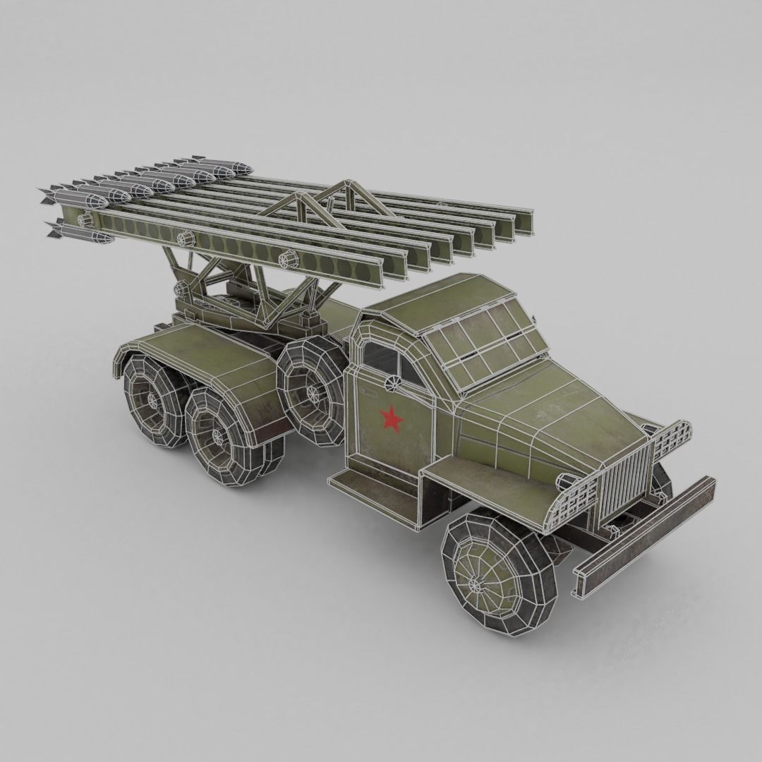 BM 13N Katyusha Multiple Rocket  Artillery Low-poly 3D model_6