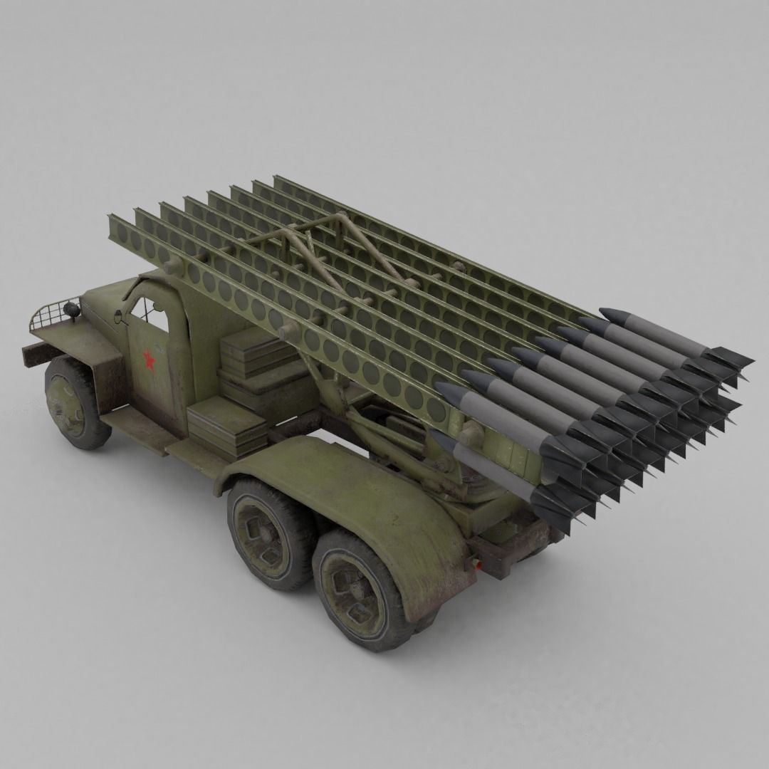 BM 13N Katyusha Multiple Rocket  Artillery Low-poly 3D model_16