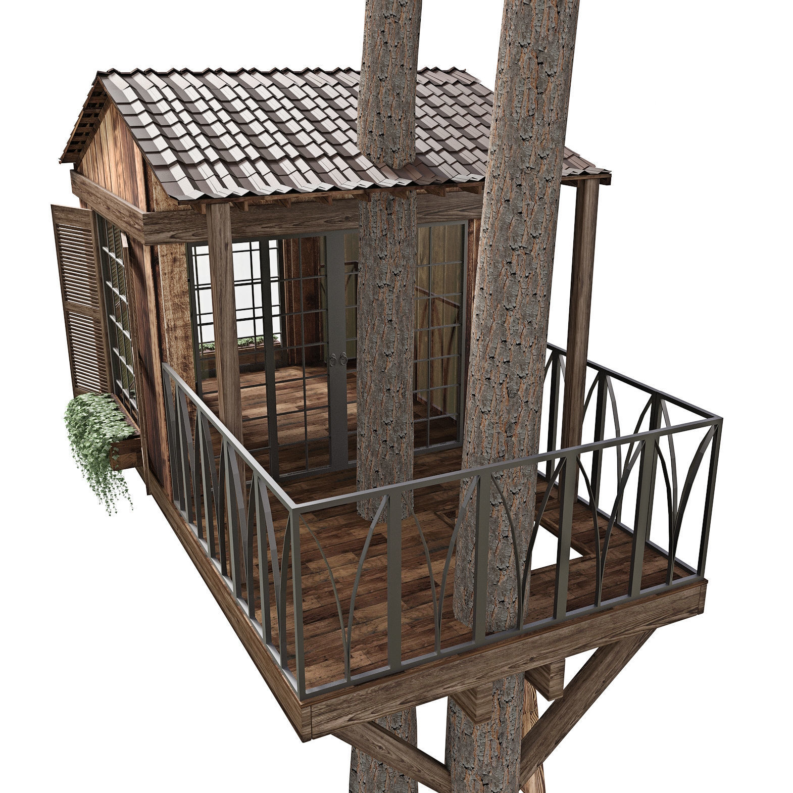 Tree House BW 3D model_3