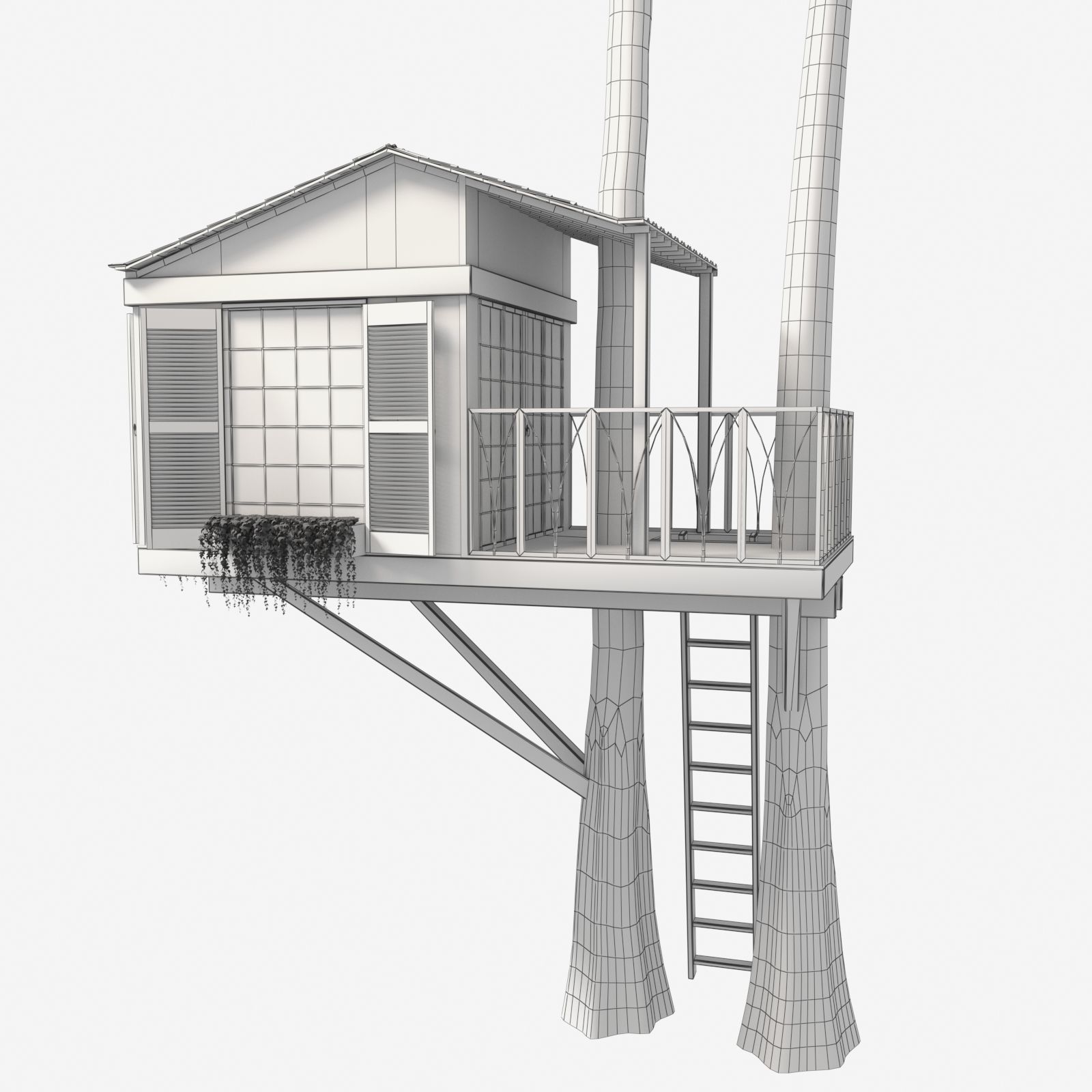 Tree House BW 3D model_5