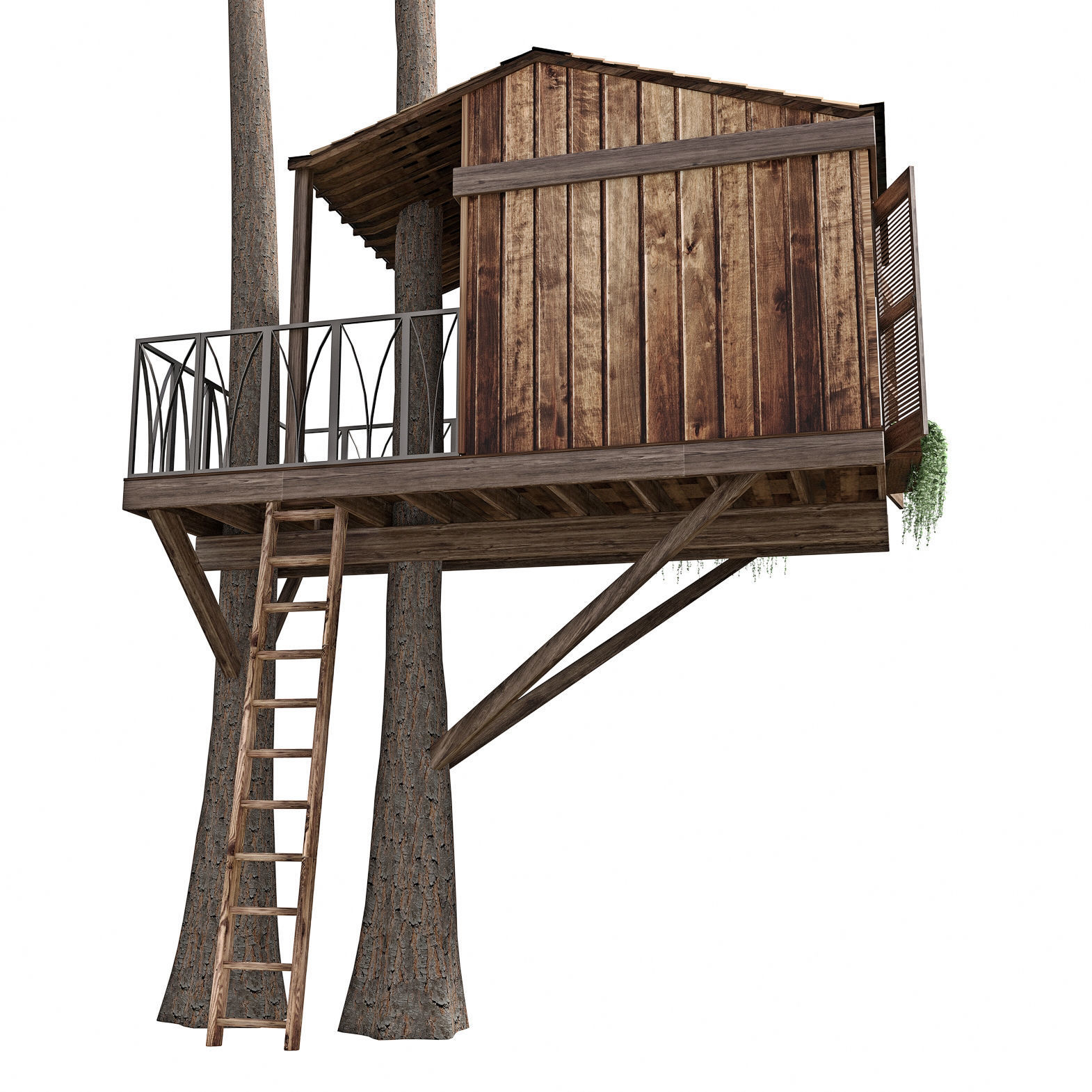 Tree House BW 3D model_4