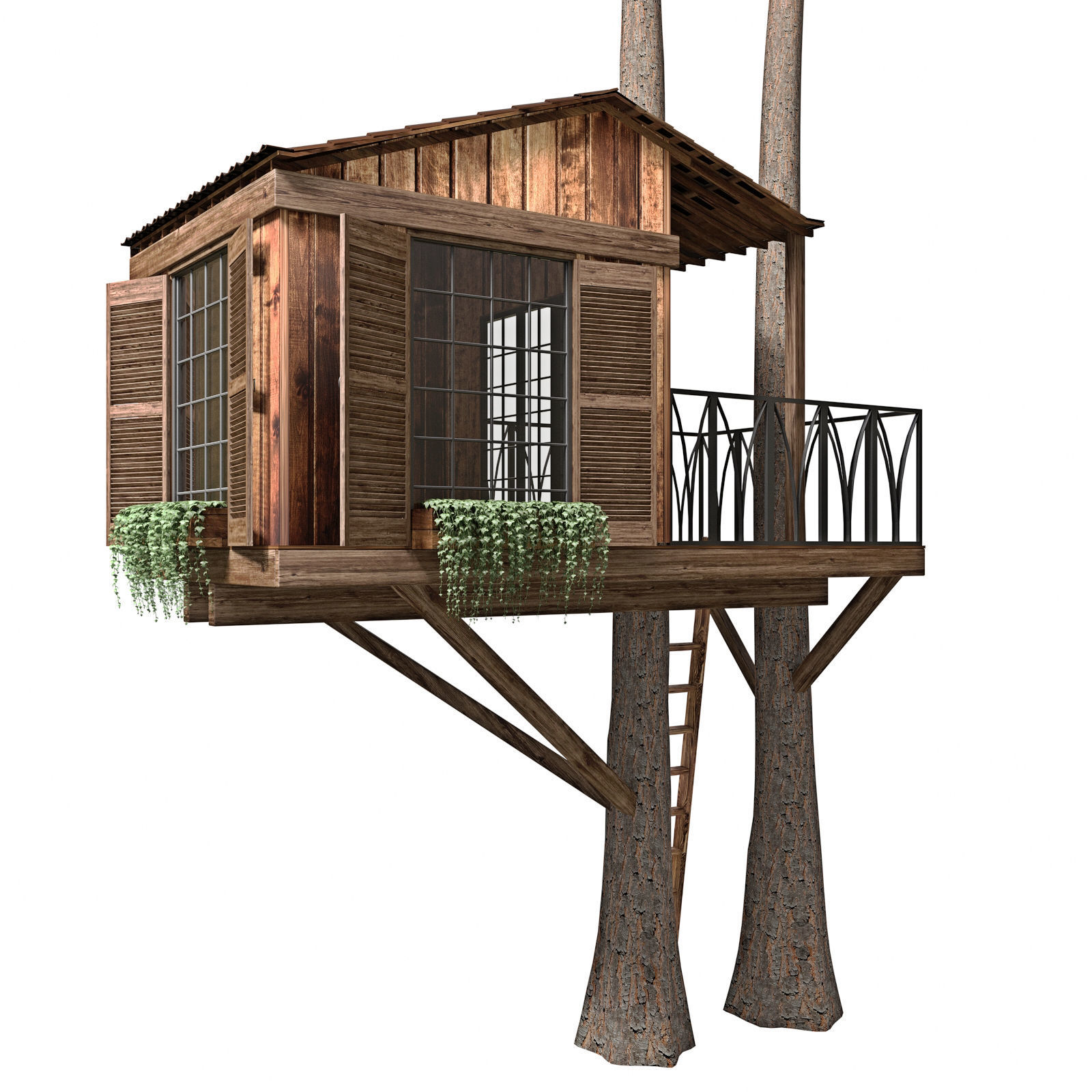 Tree House BW 3D model_1