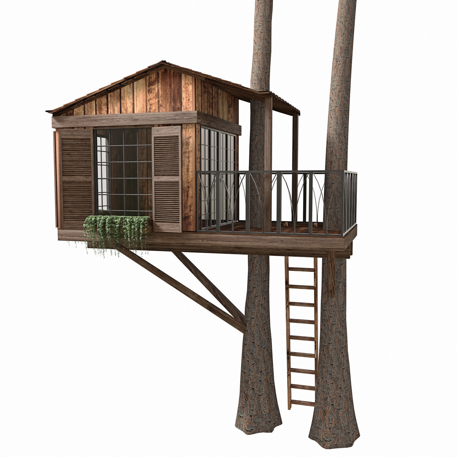 Tree House BW 3D model_2