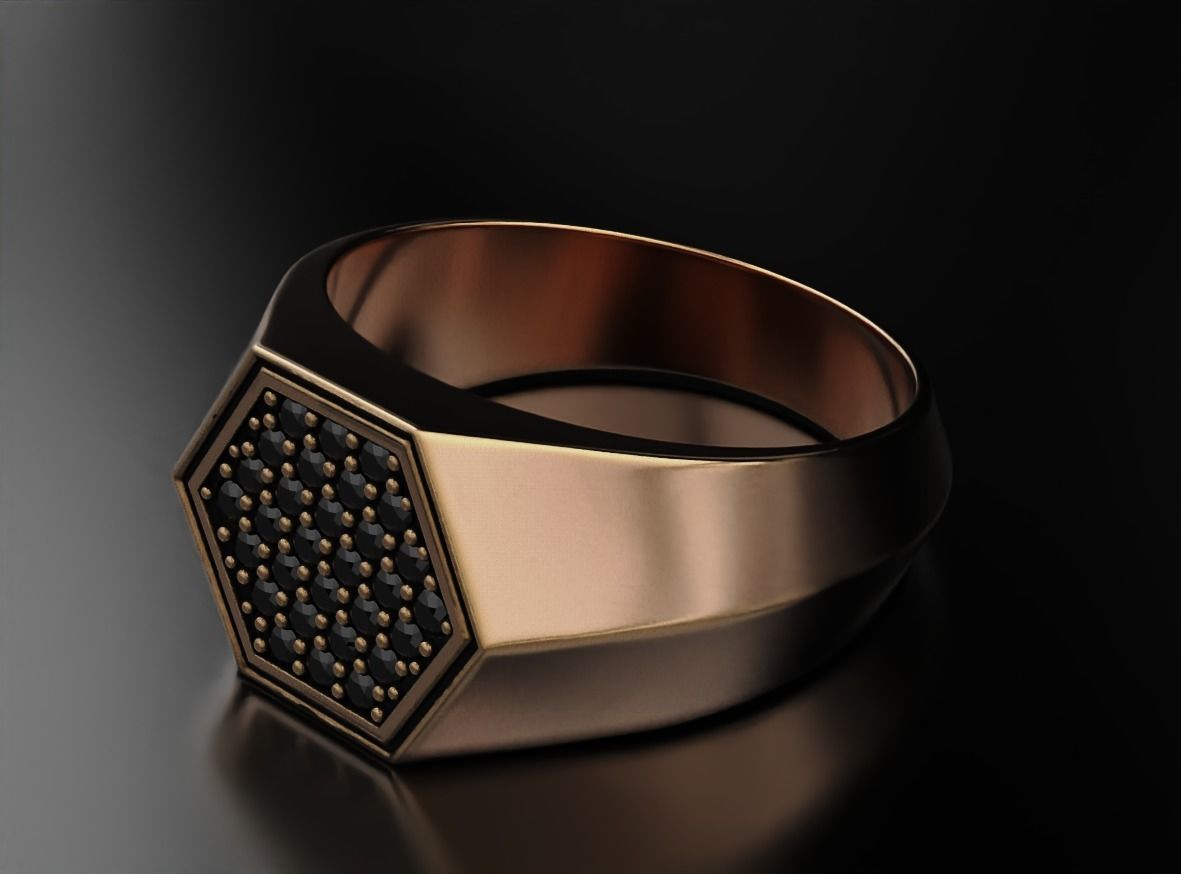 Stylish ring with diamonds 607 3D print model_11