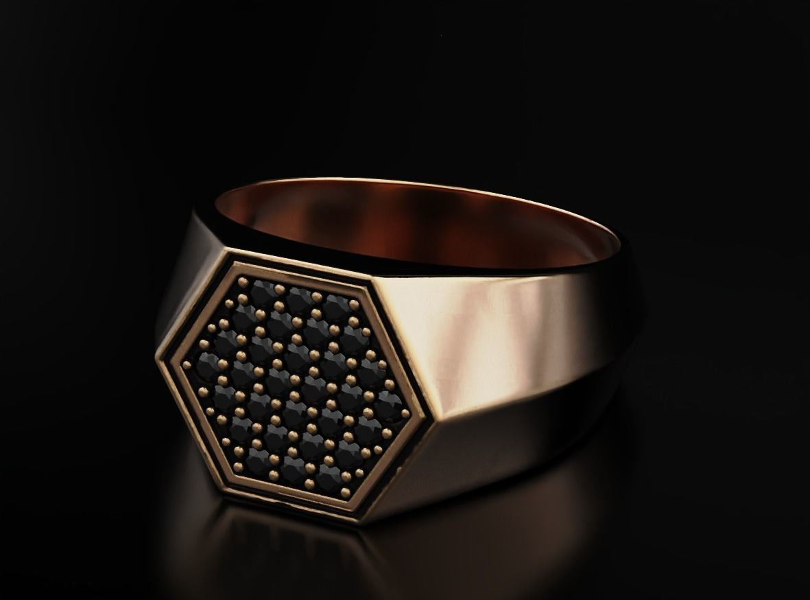 Stylish ring with diamonds 607 3D print model_8