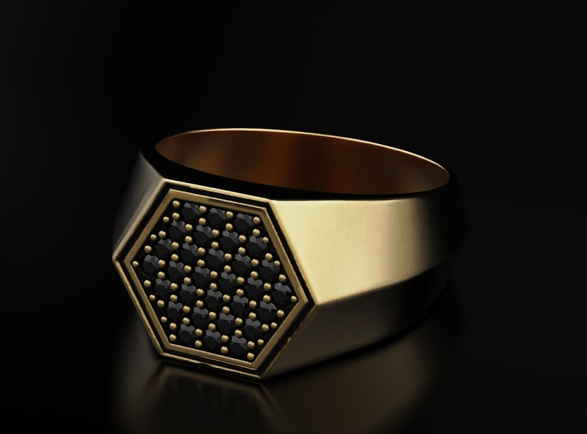 Stylish ring with diamonds 607 3D print model_1
