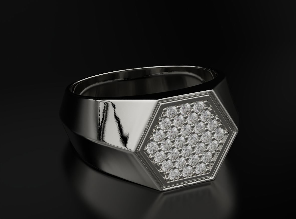 Stylish ring with diamonds 607 3D print model_9