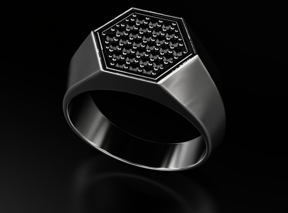 Stylish ring with diamonds 607 3D print model_7