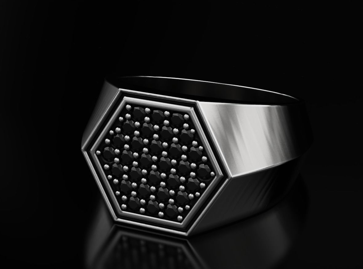 Stylish ring with diamonds 607 3D print model_4