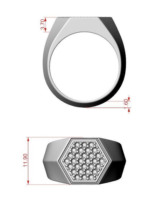 Stylish ring with diamonds 607 3D print model_13