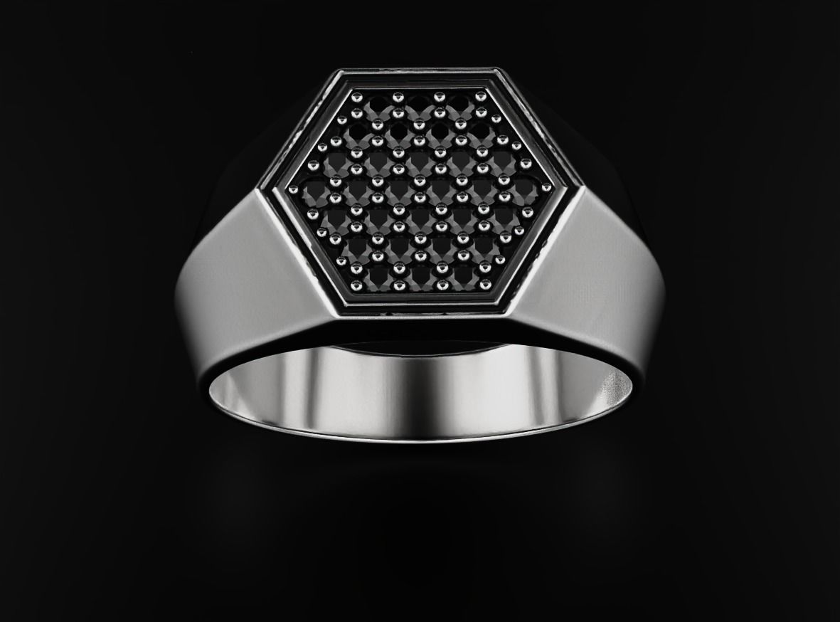 Stylish ring with diamonds 607 3D print model_6