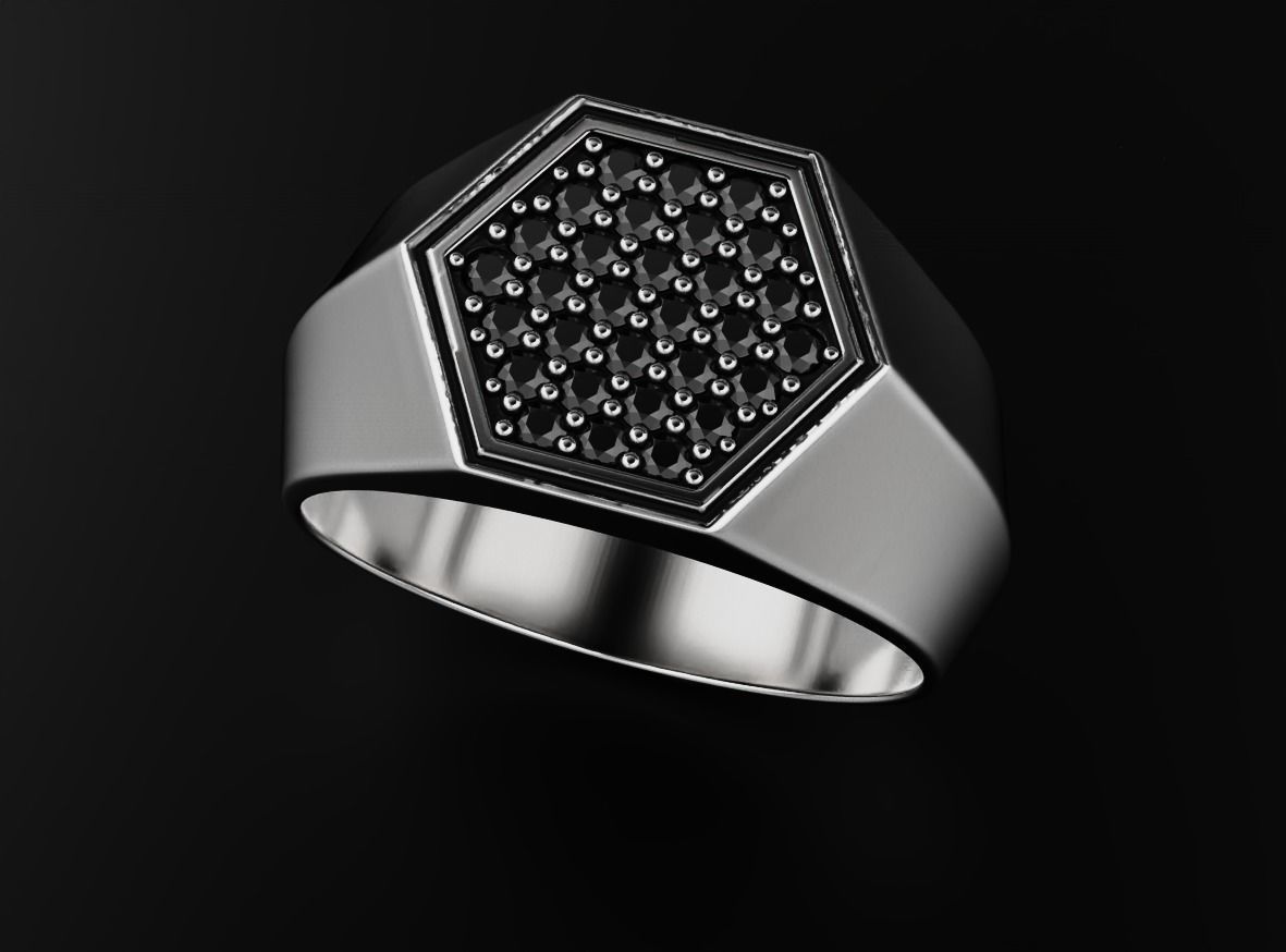 Stylish ring with diamonds 607 3D print model_2