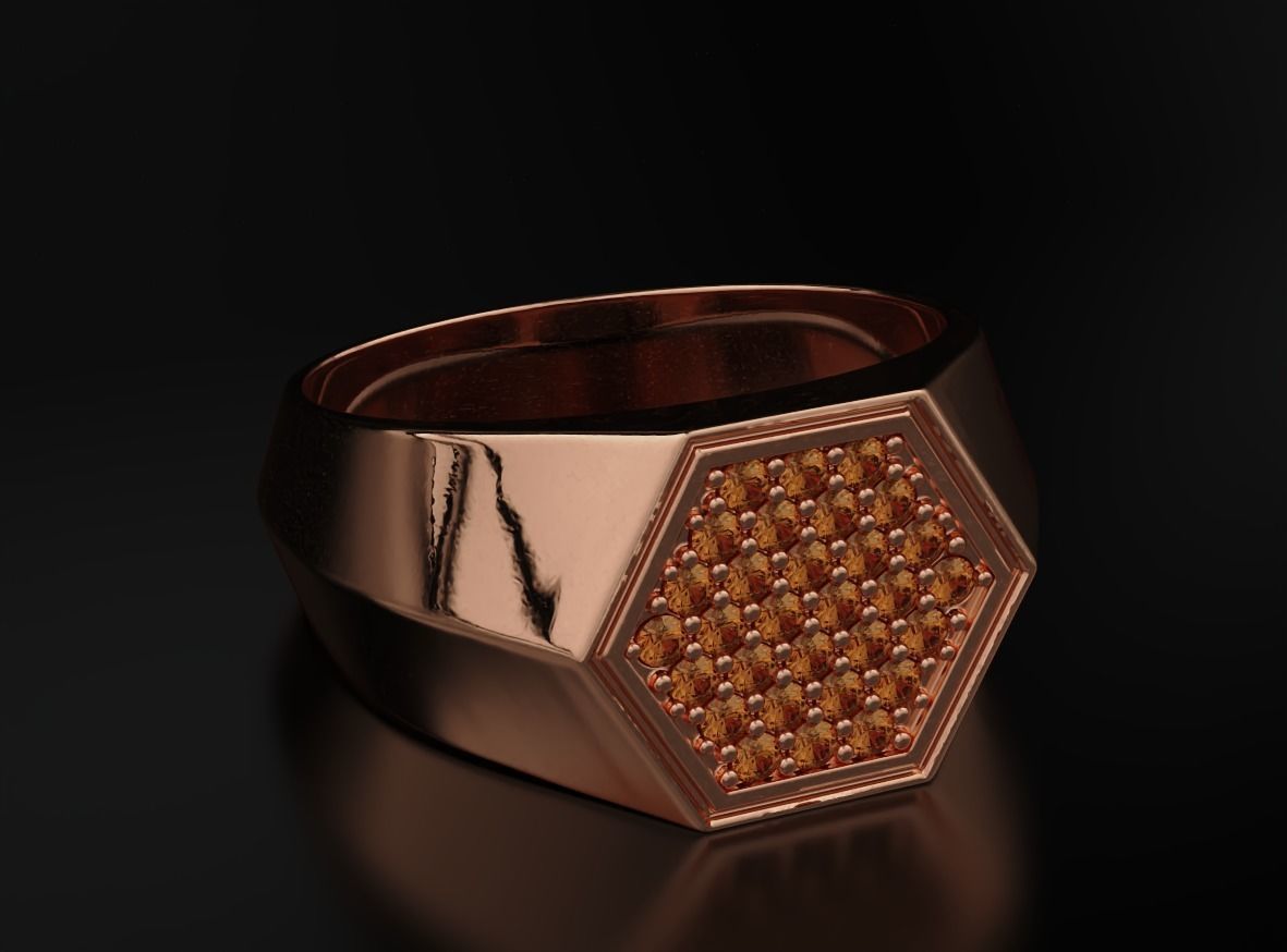 Stylish ring with diamonds 607 3D print model_3