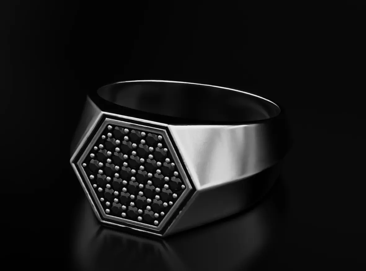Stylish ring with diamonds 607 3D print model_0