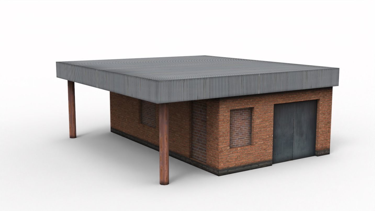 Old police post Low-poly 3D model