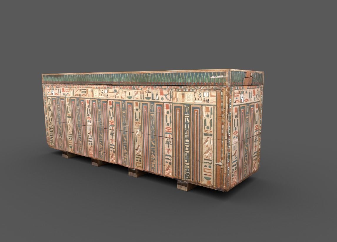 Egyptian Wooden Coffin Low-poly 3D model_4