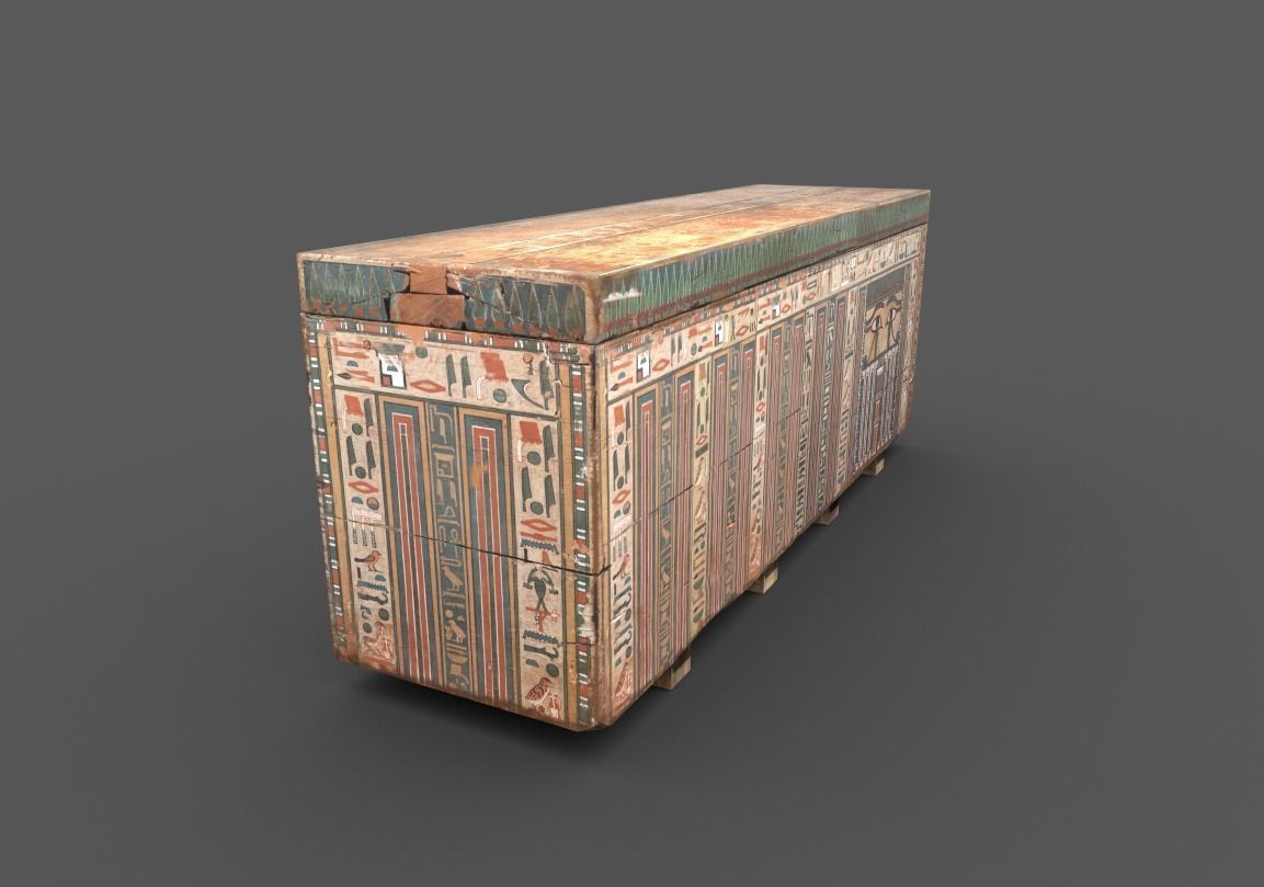 Egyptian Wooden Coffin Low-poly 3D model_3