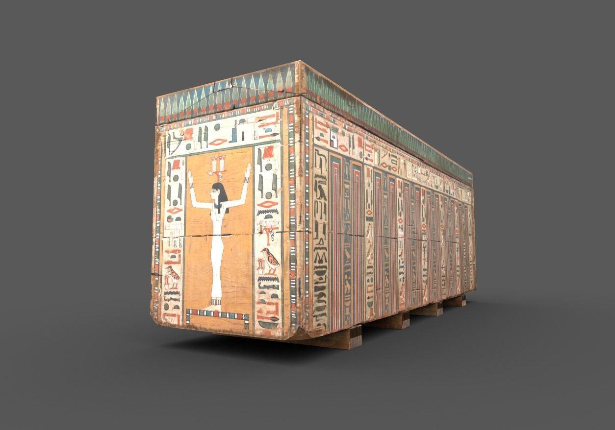 Egyptian Wooden Coffin Low-poly 3D model_7