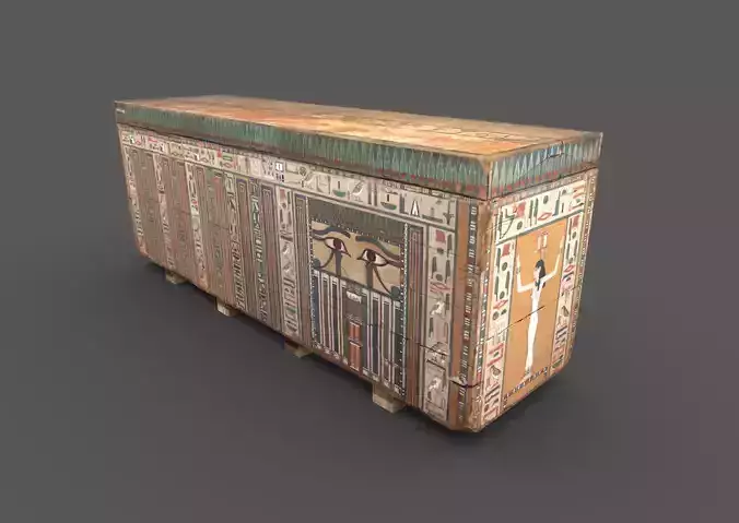 Egyptian Wooden Coffin Low-poly 3D model
