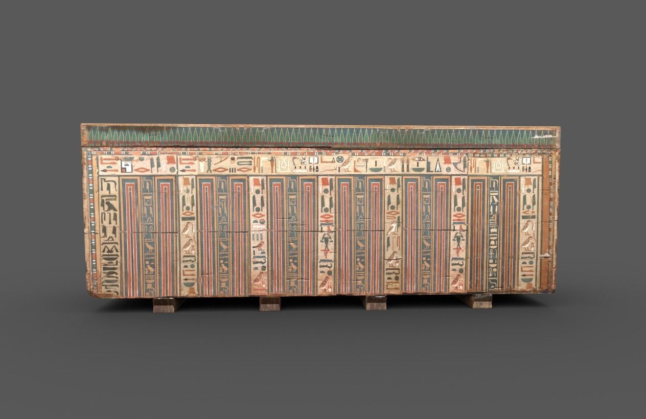 Egyptian Wooden Coffin Low-poly 3D model_6