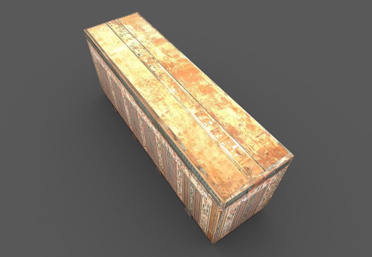 Egyptian Wooden Coffin Low-poly 3D model_5