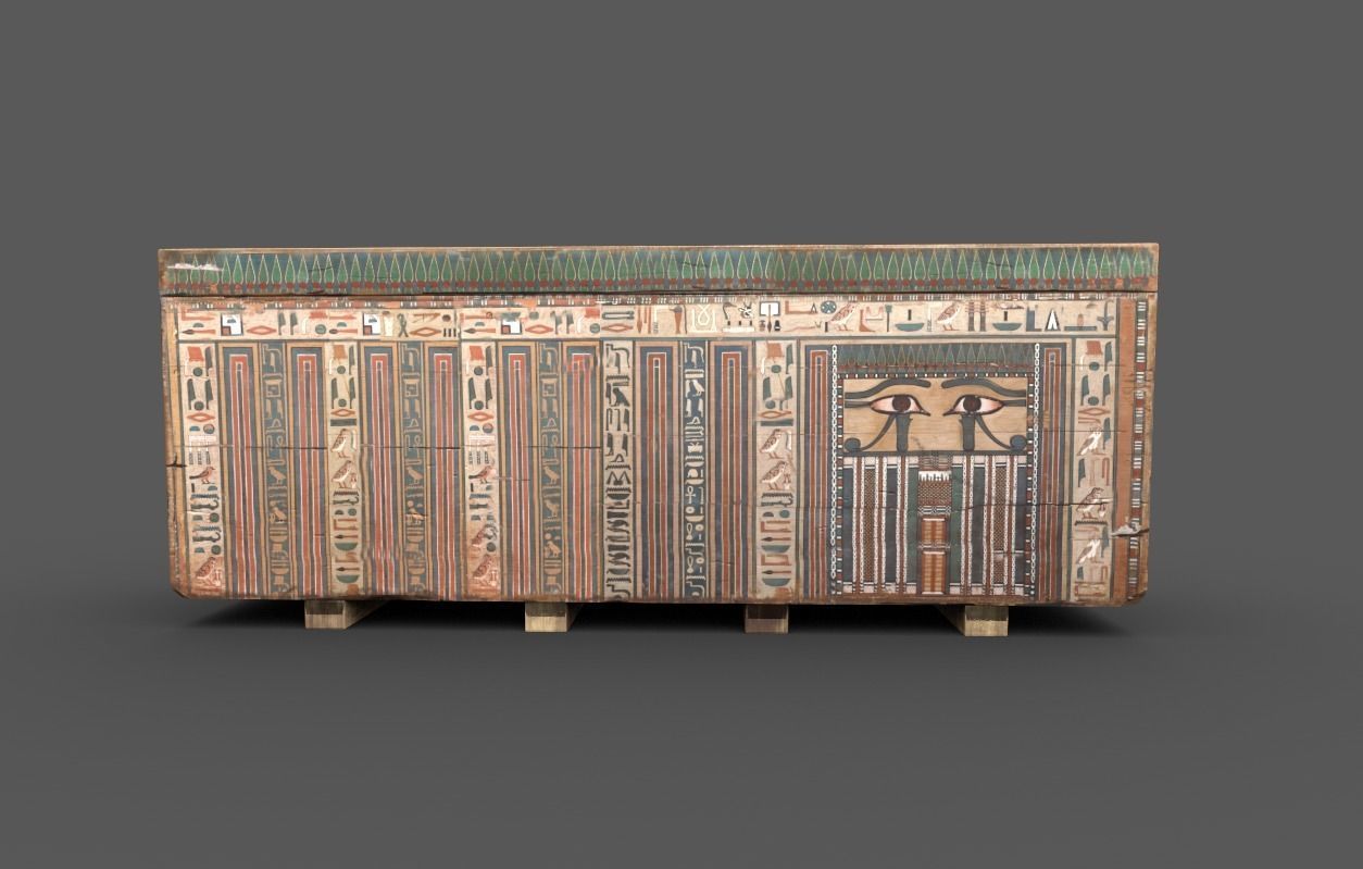 Egyptian Wooden Coffin Low-poly 3D model_2