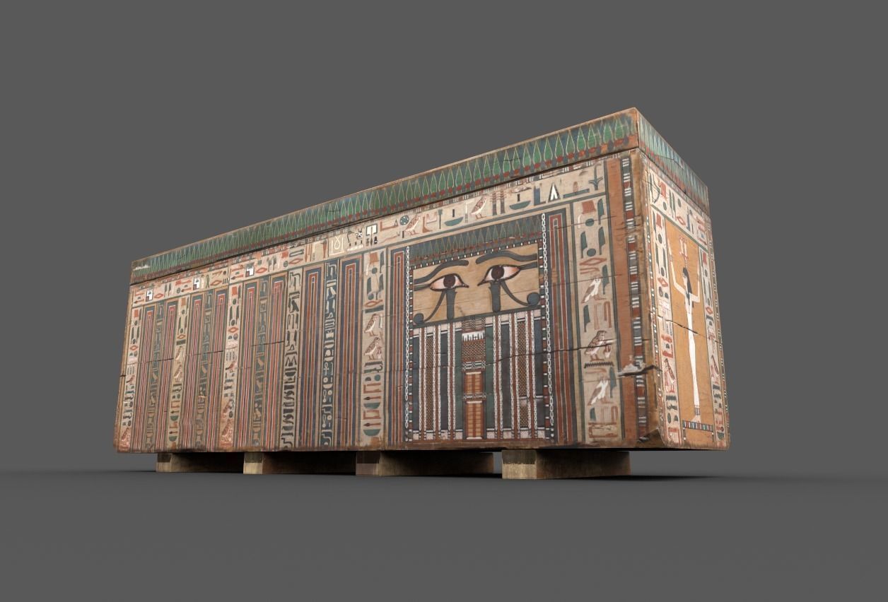 Egyptian Wooden Coffin Low-poly 3D model_1