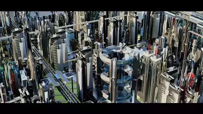 Futuristic-Roads-Cars and City 02 3D Model Collection