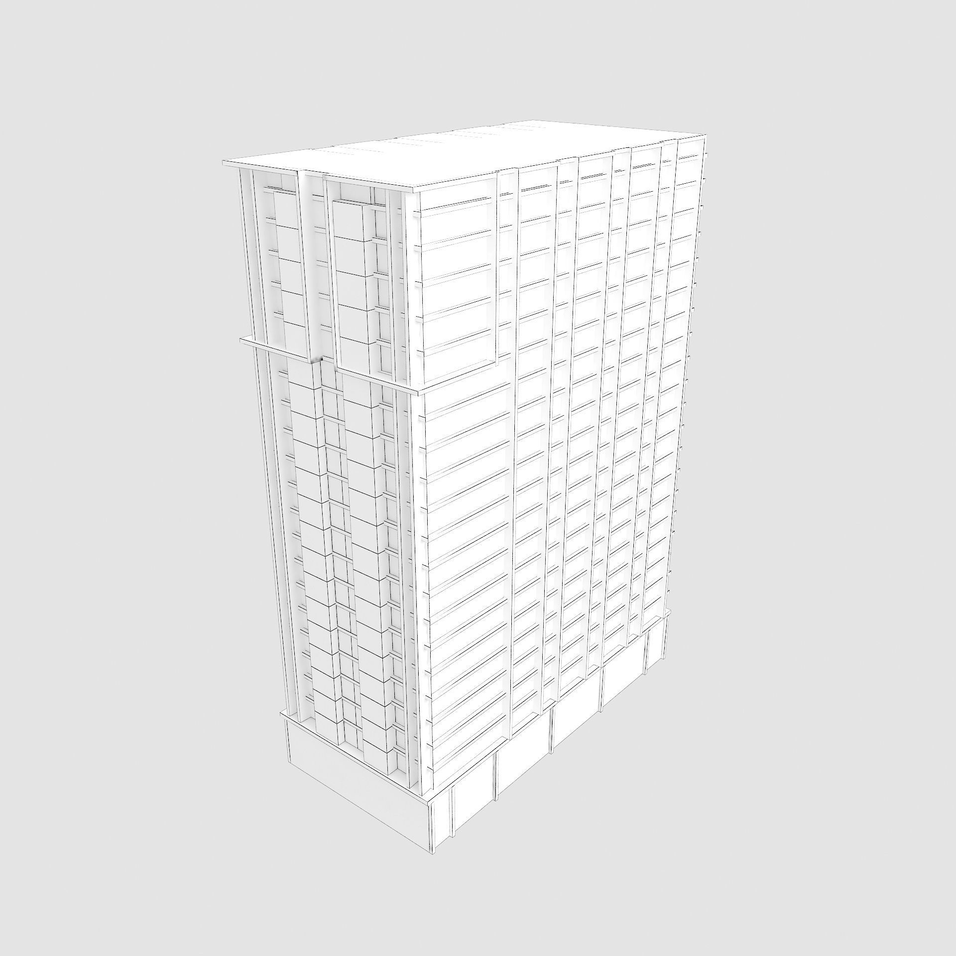 building low poly 6 skyscraper Low-poly 3D model_5