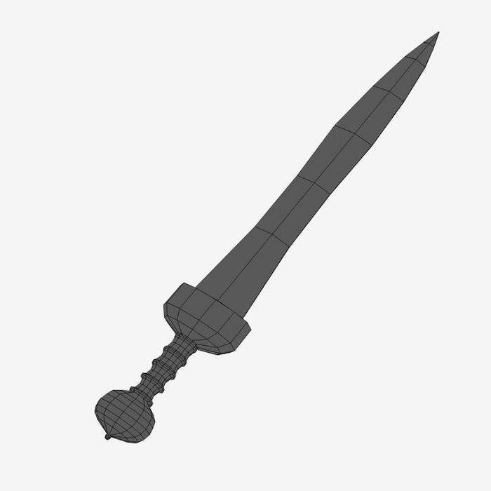 Gladius roman sword Low-poly 3D model_3