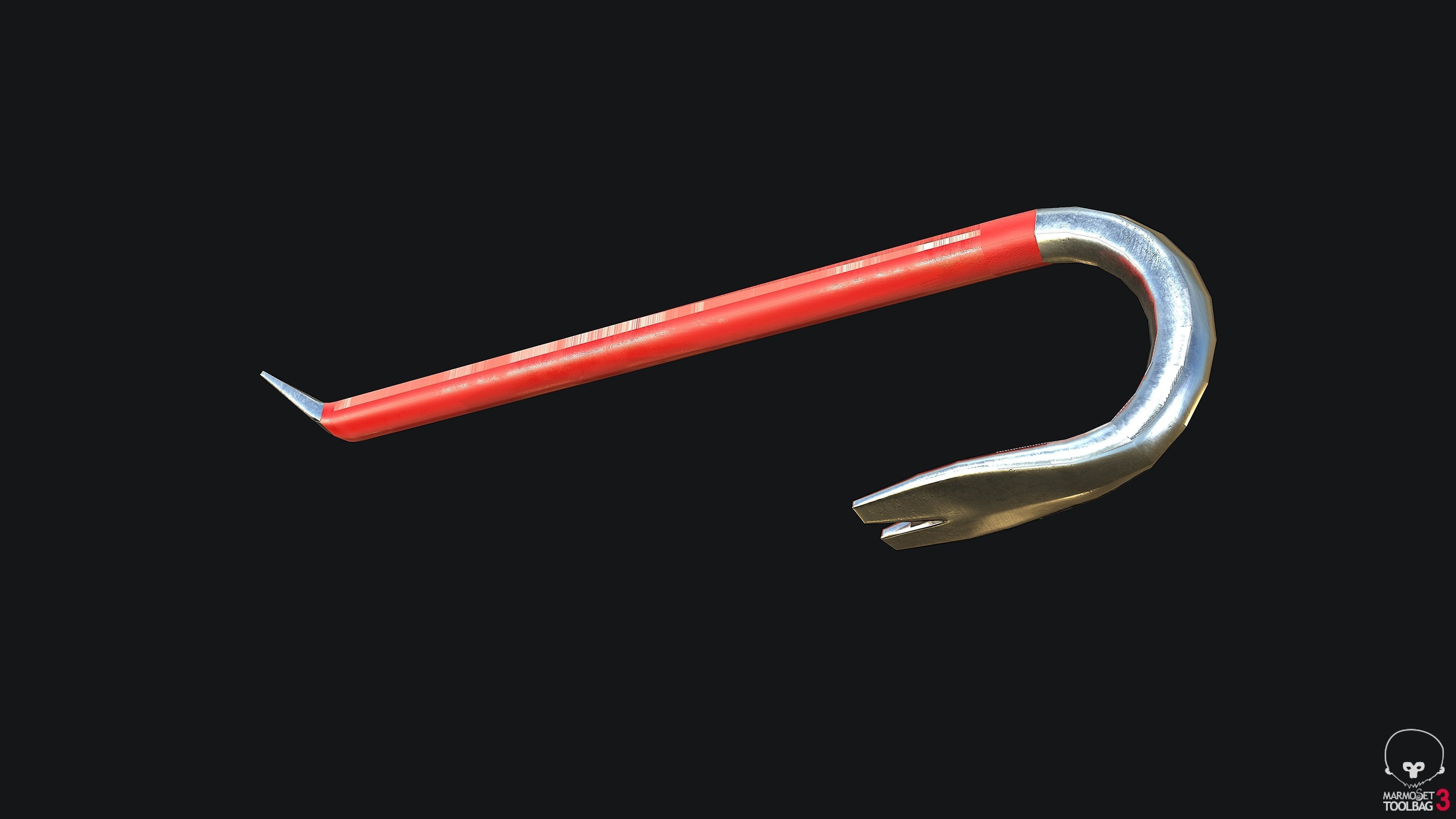 Crowbar PBR Game ready fishing hook Low-poly 3D model_2