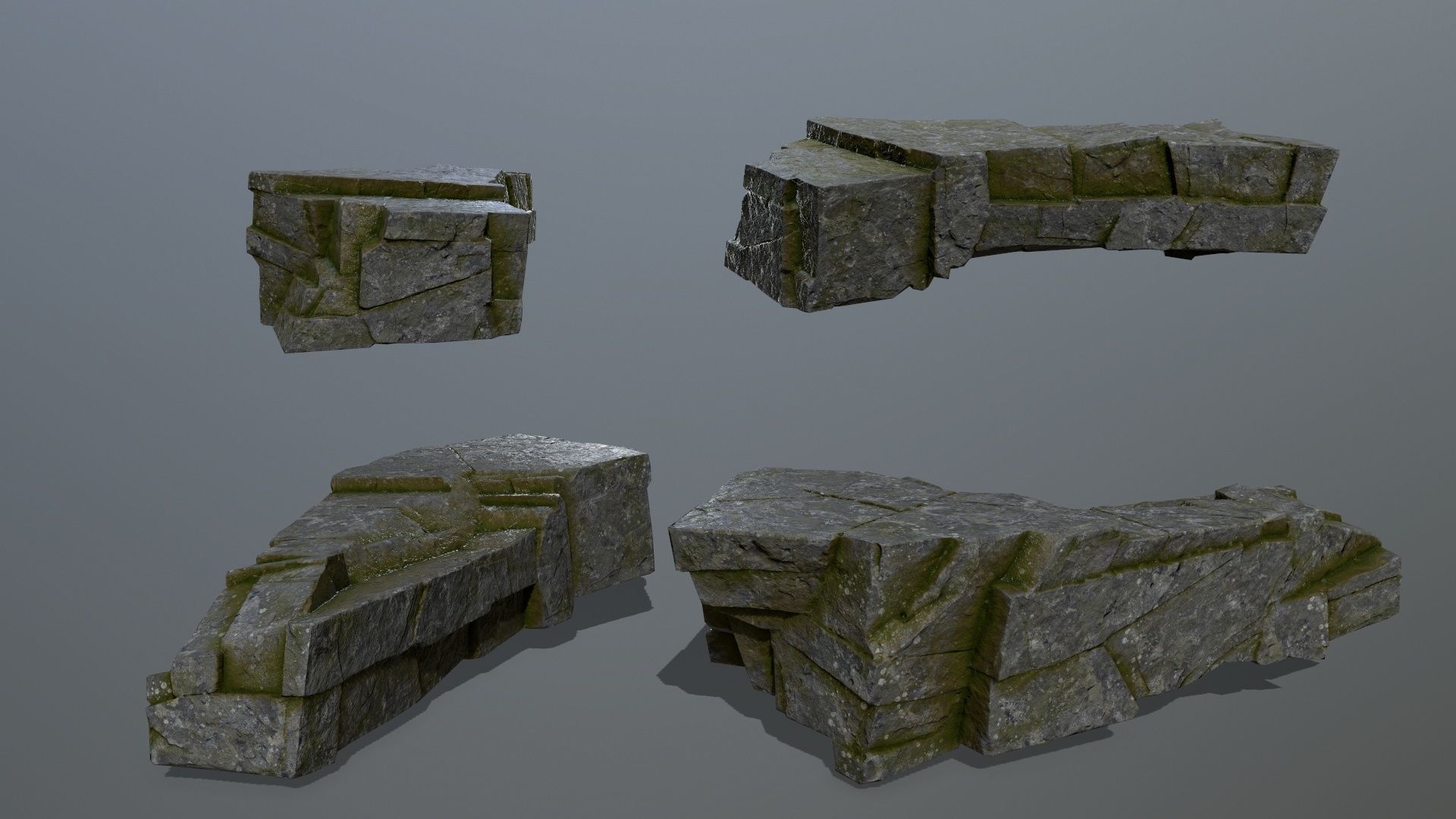 mossy cliff rocks  Low-poly 3D model_24