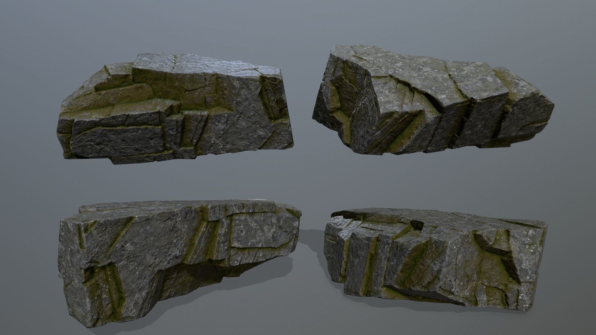 mossy cliff rocks  Low-poly 3D model_23
