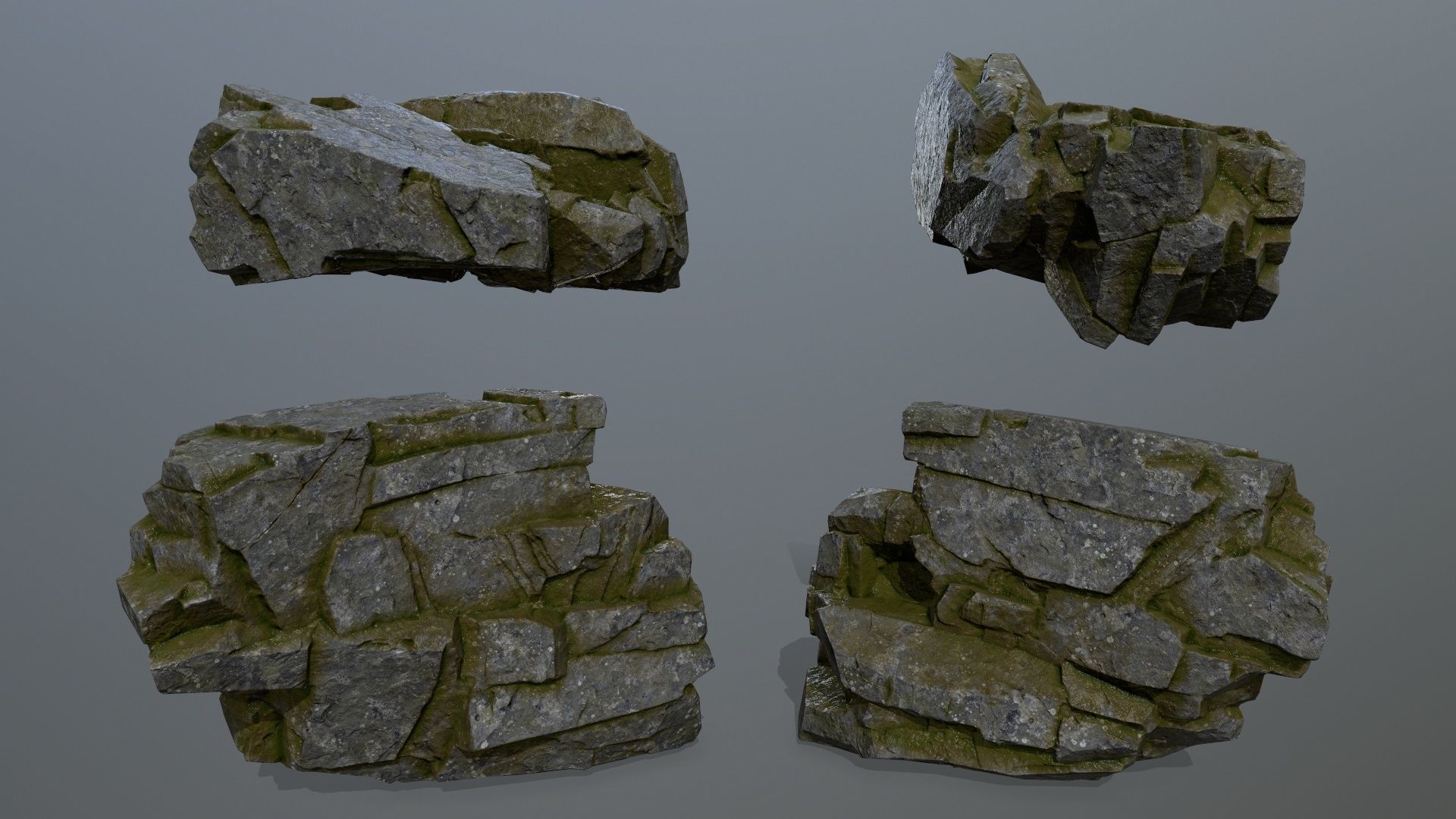mossy cliff rocks  Low-poly 3D model_16