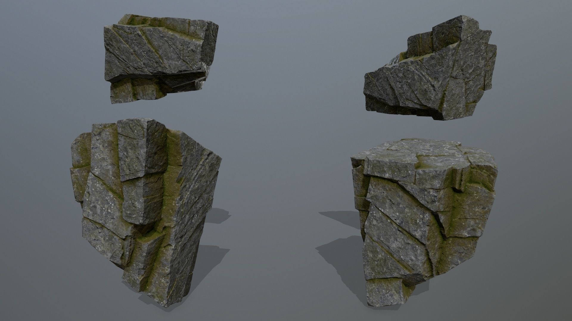 mossy cliff rocks  Low-poly 3D model_22