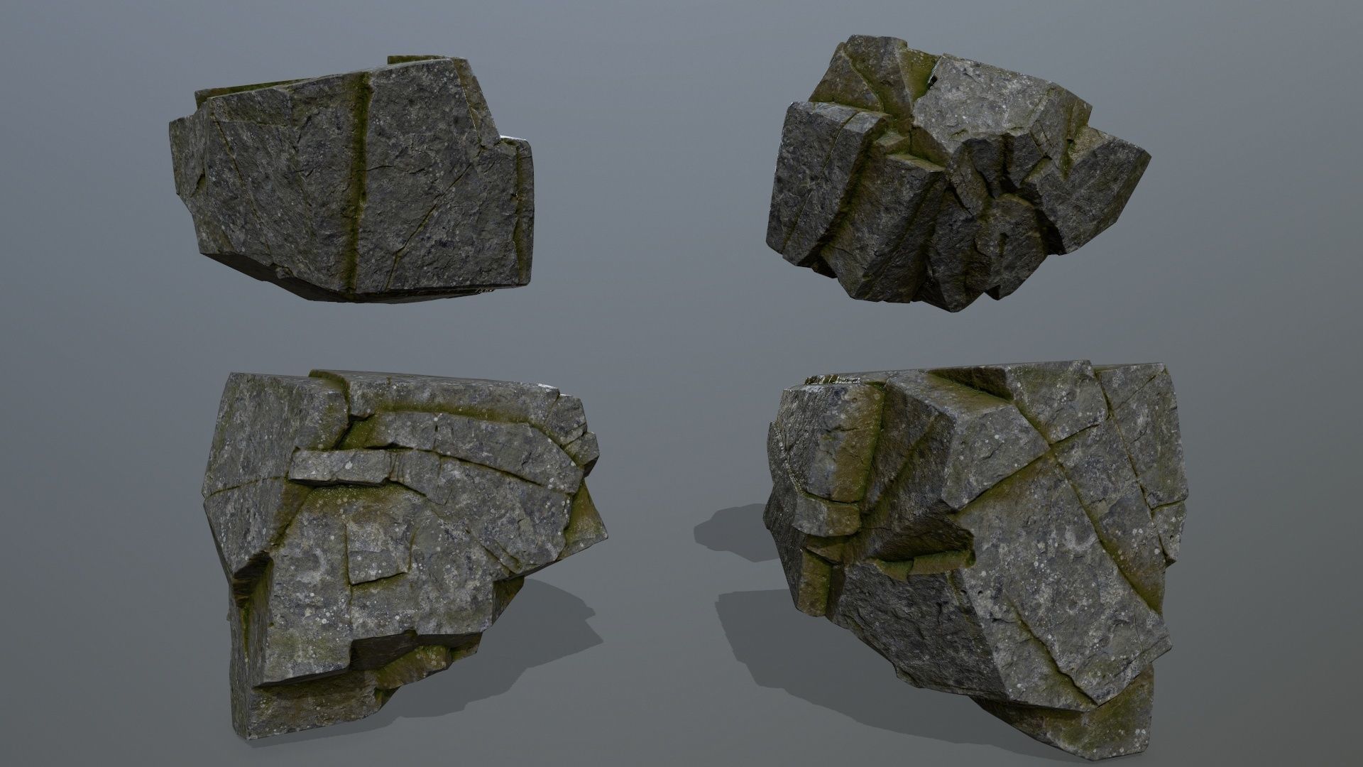 mossy cliff rocks  Low-poly 3D model_17