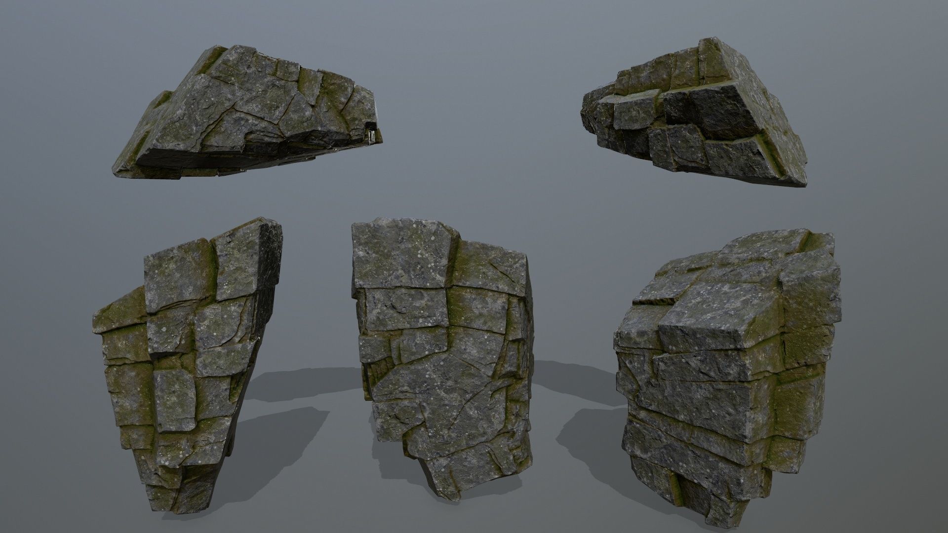 mossy cliff rocks  Low-poly 3D model_18