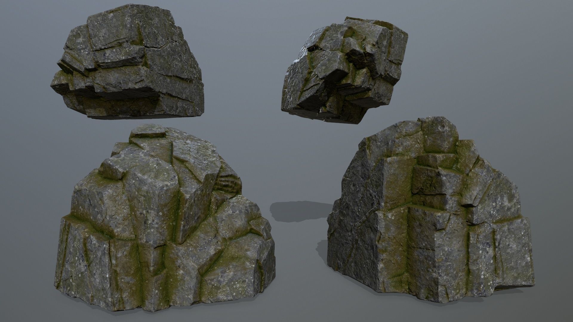 mossy cliff rocks  Low-poly 3D model_20