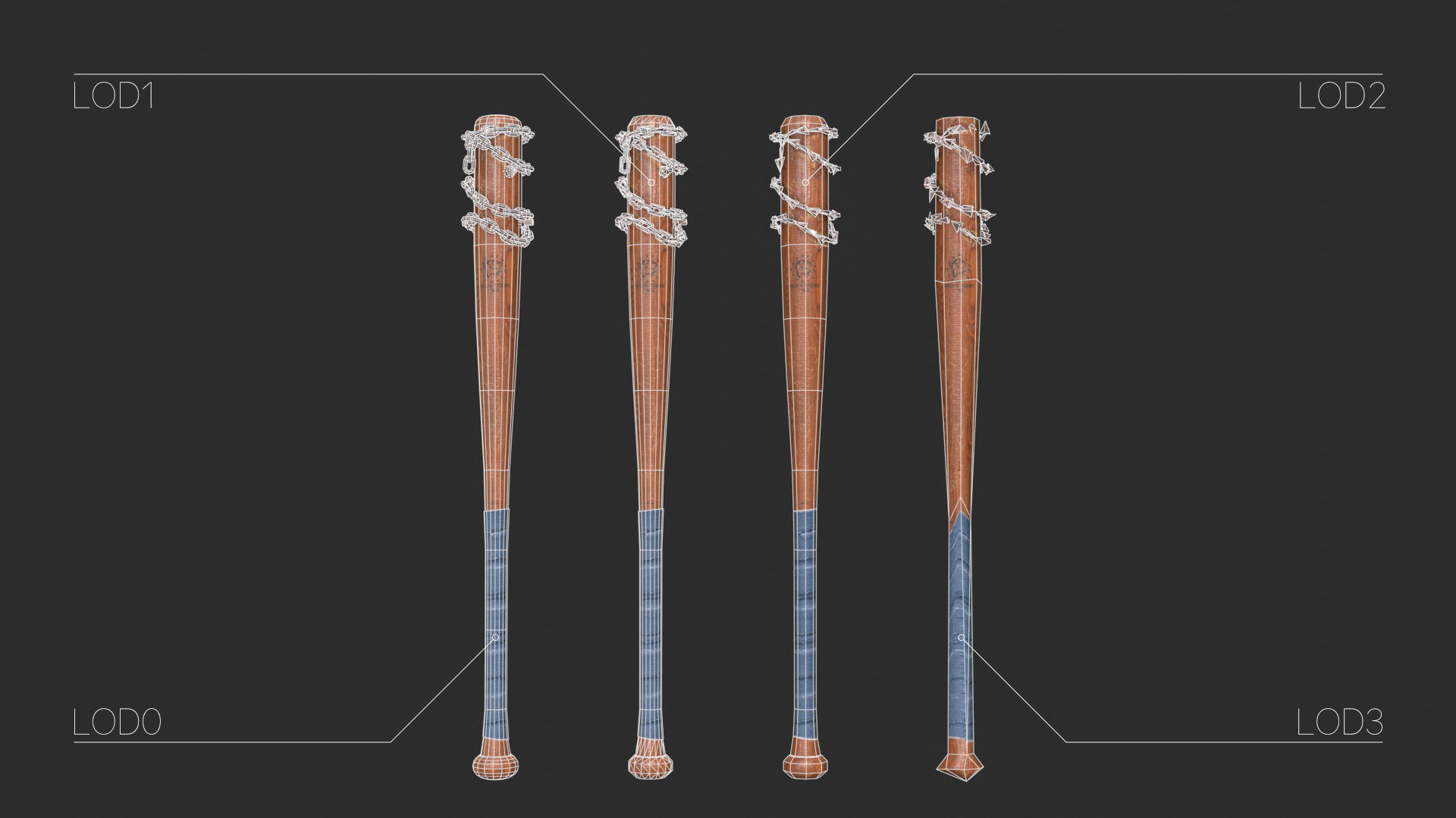 Baseball Bats Assets 02 Low-poly 3D model_20