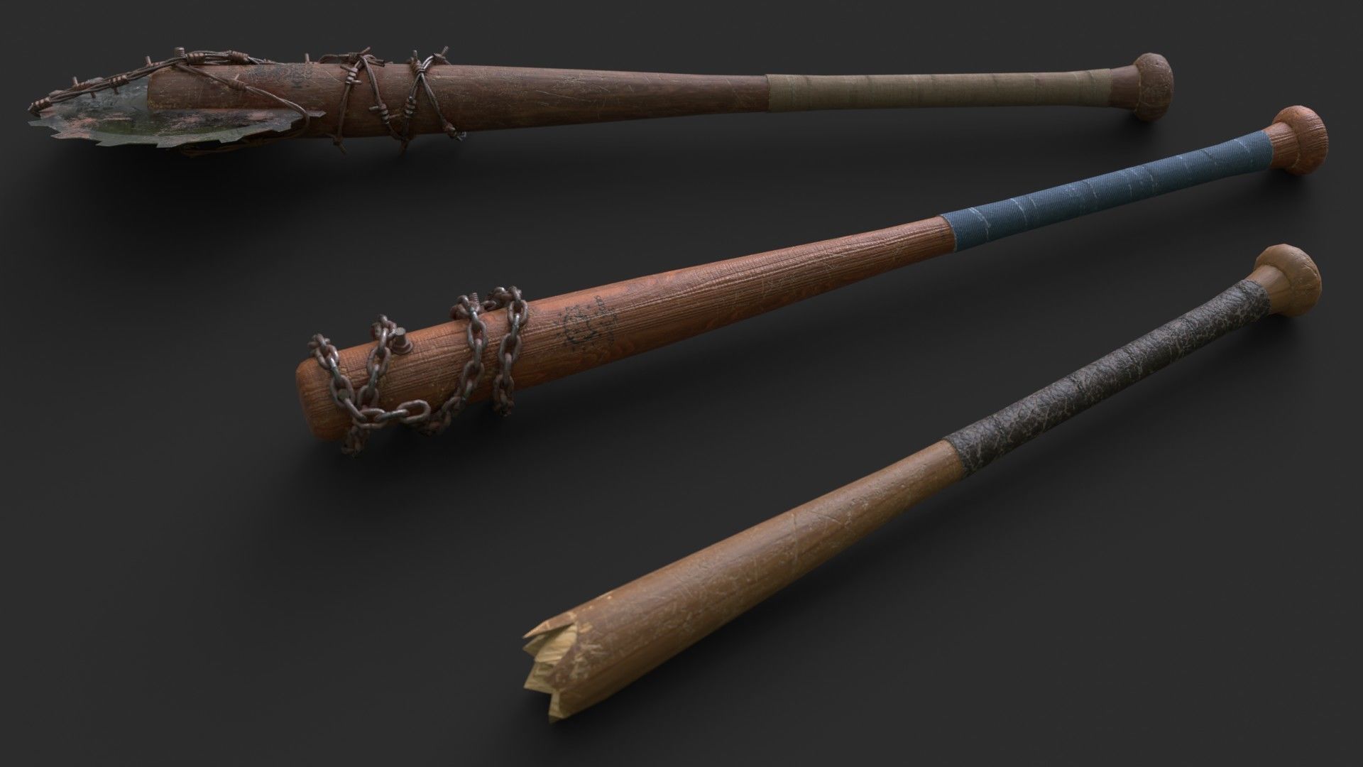 Baseball Bats Assets 02 Low-poly 3D model_6