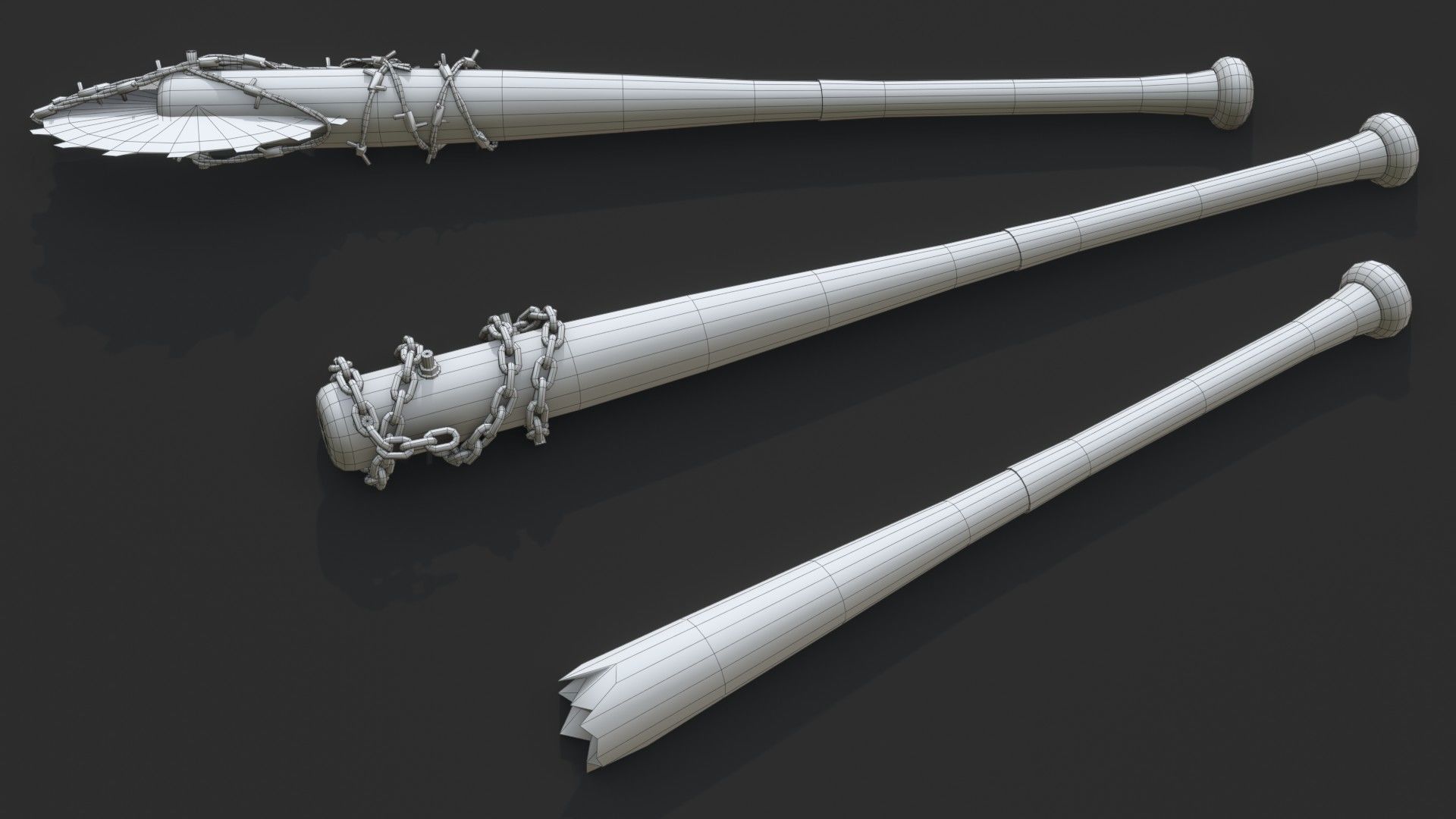 Baseball Bats Assets 02 Low-poly 3D model_14