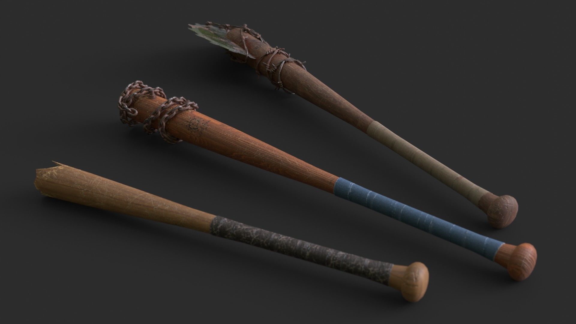 Baseball Bats Assets 02 Low-poly 3D model_5
