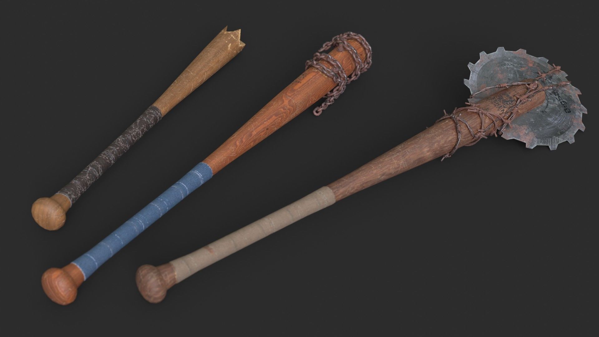 Baseball Bats Assets 02 Low-poly 3D model_3