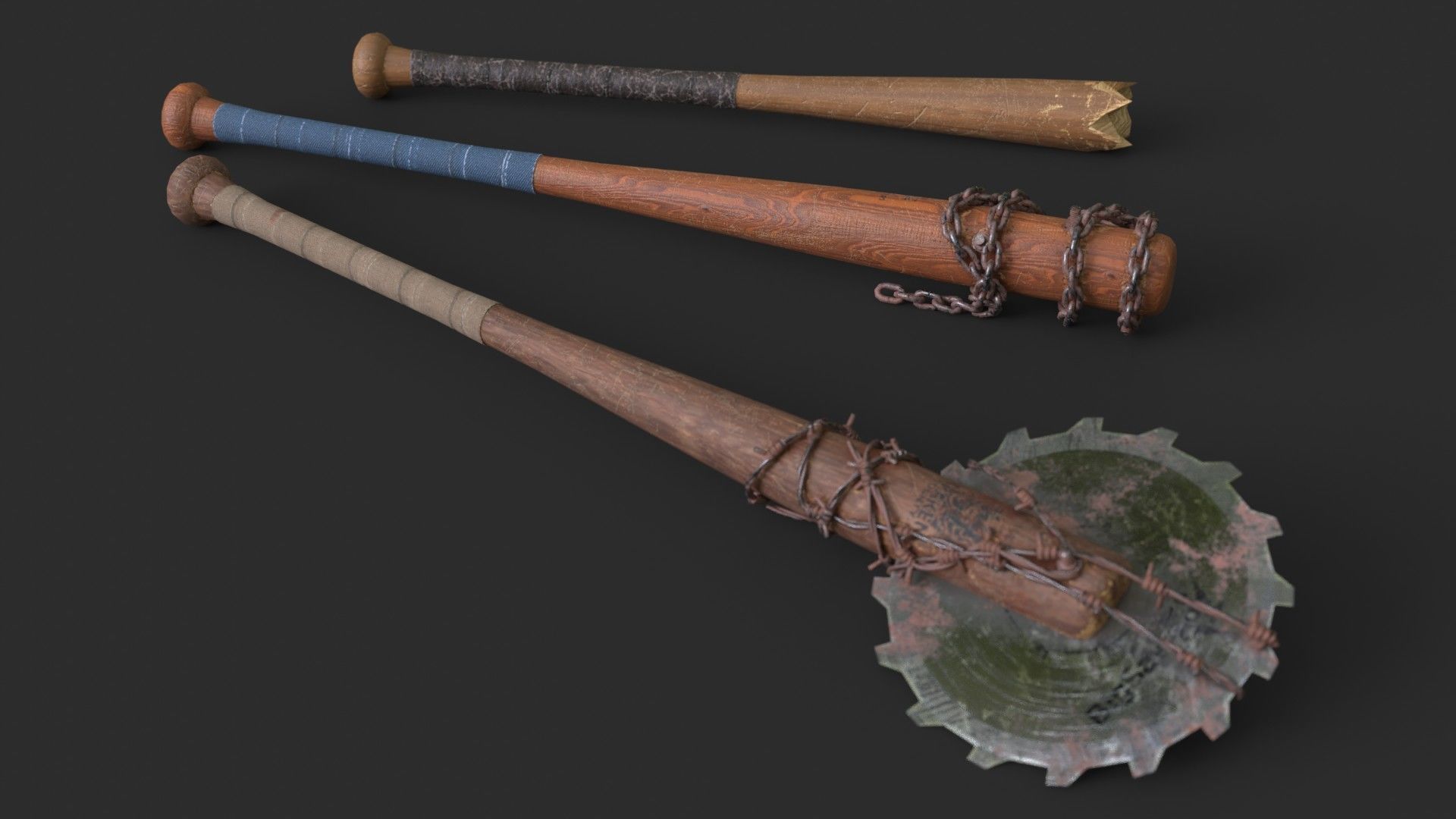 Baseball Bats Assets 02 Low-poly 3D model_4
